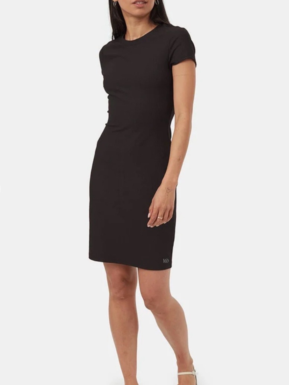 tentree Black Ribbed Short Sleeve Midi Dress - TechRib T-Shirt Dress